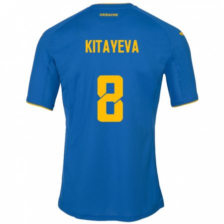 Kandiny Herren Ukraine Tetyana Kitayeva #8 Blau Auswärtstrikot Trikot 24-26 T-Shirt