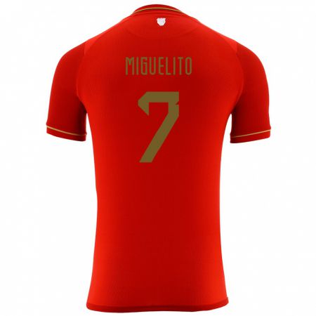 Kandiny Herren Bolivien Miguelito #7 Rot Auswärtstrikot Trikot 24-26 T-Shirt