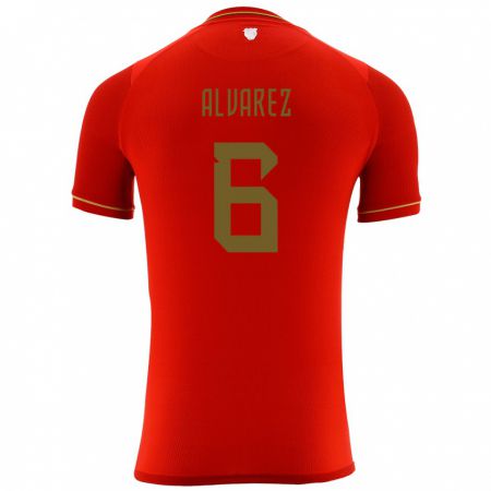 Kandiny Herren Bolivien Eduardo Álvarez #6 Rot Auswärtstrikot Trikot 24-26 T-Shirt