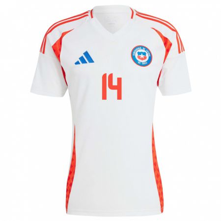 Kandiny Herren Chile Felipe Valdivia #14 Weiß Auswärtstrikot Trikot 24-26 T-Shirt