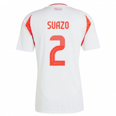 Kandiny Herren Chile Gabriel Suazo #2 Weiß Auswärtstrikot Trikot 24-26 T-Shirt