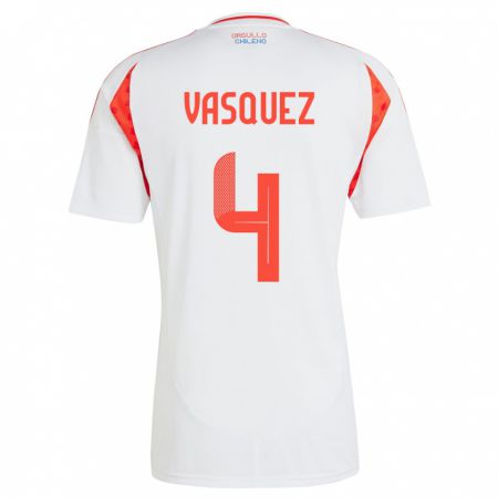 Kandiny Herren Chile Matías Vásquez #4 Weiß Auswärtstrikot Trikot 24-26 T-Shirt