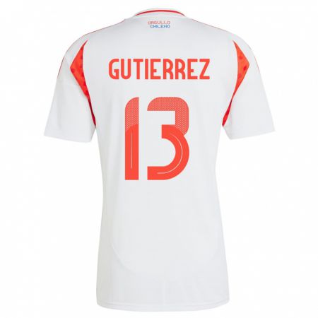 Kandiny Herren Chile Daniel Gutiérrez #13 Weiß Auswärtstrikot Trikot 24-26 T-Shirt