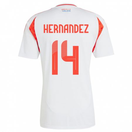 Kandiny Herren Chile Leandro Hernández #14 Weiß Auswärtstrikot Trikot 24-26 T-Shirt