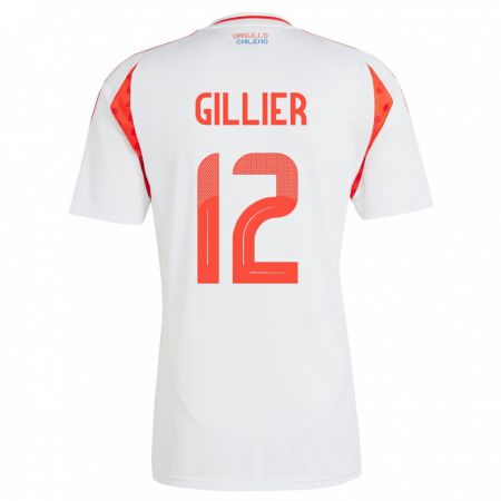 Kandiny Herren Chile Thomas Gillier #12 Weiß Auswärtstrikot Trikot 24-26 T-Shirt