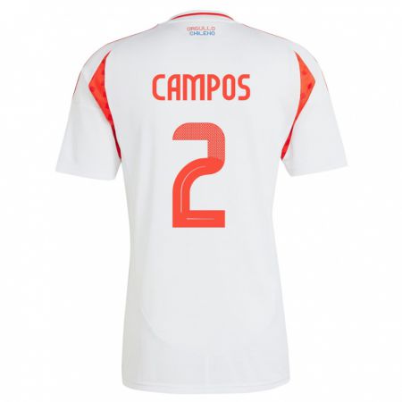 Kandiny Herren Chile Víctor Campos #2 Weiß Auswärtstrikot Trikot 24-26 T-Shirt