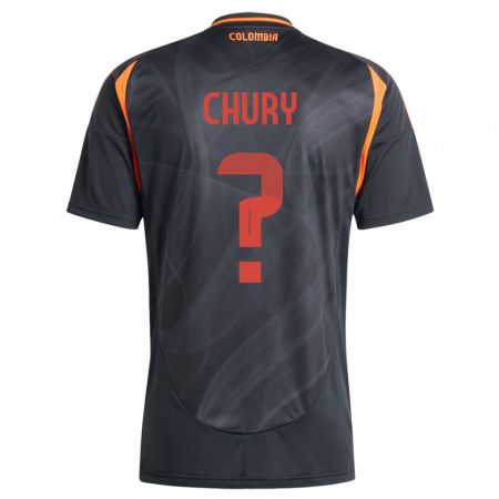 Kandiny Herren Kolumbien Brandon Chury #0 Schwarz Auswärtstrikot Trikot 24-26 T-Shirt