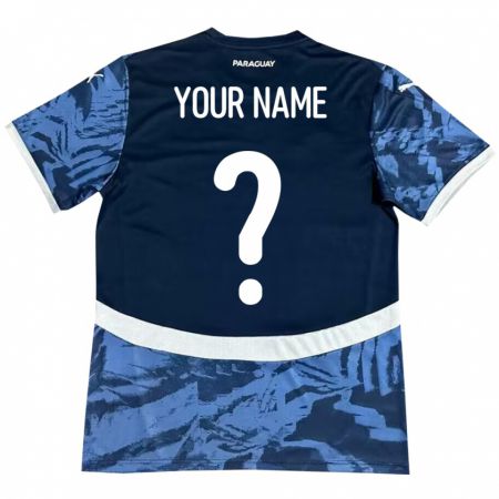 Kandiny Herren Paraguay Ihren Namen #0 Blau Auswärtstrikot Trikot 24-26 T-Shirt