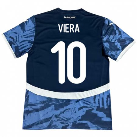 Kandiny Herren Paraguay Wílder Viera #10 Blau Auswärtstrikot Trikot 24-26 T-Shirt