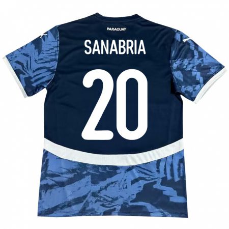 Kandiny Herren Paraguay Tobías Sanabria #20 Blau Auswärtstrikot Trikot 24-26 T-Shirt