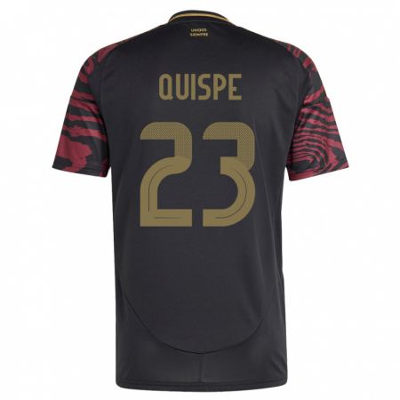 Kandiny Herren Peru Piero Quispe #23 Schwarz Auswärtstrikot Trikot 24-26 T-Shirt