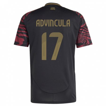 Kandiny Herren Peru Luis Advíncula #17 Schwarz Auswärtstrikot Trikot 24-26 T-Shirt