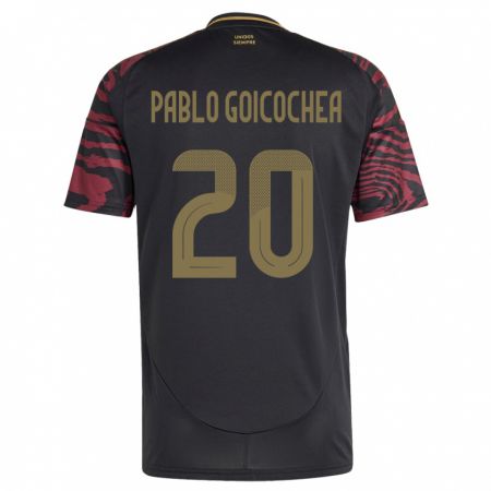 Kandiny Herren Peru Juan Pablo Goicochea #20 Schwarz Auswärtstrikot Trikot 24-26 T-Shirt