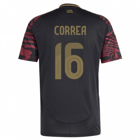 Kandiny Herren Peru Eslyn Correa #16 Schwarz Auswärtstrikot Trikot 24-26 T-Shirt