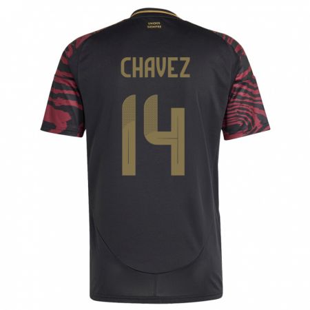 Kandiny Herren Peru Felipe Chávez #14 Schwarz Auswärtstrikot Trikot 24-26 T-Shirt