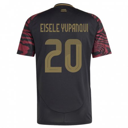 Kandiny Herren Peru Philipp Eisele Yupanqui #20 Schwarz Auswärtstrikot Trikot 24-26 T-Shirt