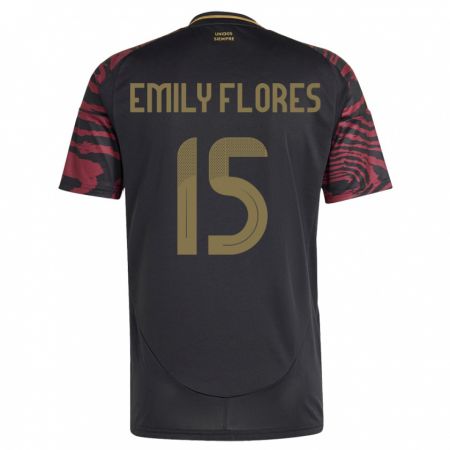 Kandiny Herren Peru Emily Flores #15 Schwarz Auswärtstrikot Trikot 24-26 T-Shirt