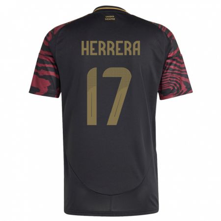 Kandiny Herren Peru Fabiola Herrera #17 Schwarz Auswärtstrikot Trikot 24-26 T-Shirt