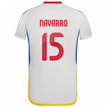 Kandiny Herren Venezuela Miguel Navarro #15 Weiß Auswärtstrikot Trikot 24-26 T-Shirt