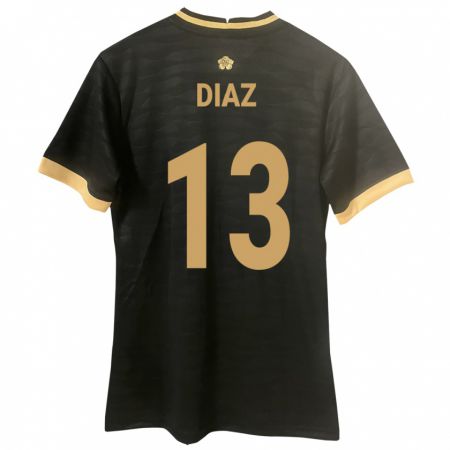 Kandiny Herren Panama Érick Díaz #13 Schwarz Auswärtstrikot Trikot 24-26 T-Shirt