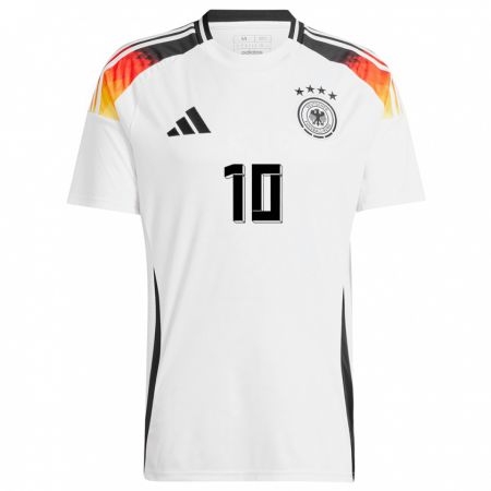 Kandiny Damen Deutschland Jamal Musiala #10 Weiß Heimtrikot Trikot 24-26 T-Shirt