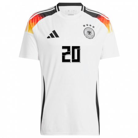 Kandiny Damen Deutschland Karim Adeyemi #20 Weiß Heimtrikot Trikot 24-26 T-Shirt