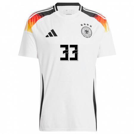 Kandiny Damen Deutschland Fabienne Dongus #33 Weiß Heimtrikot Trikot 24-26 T-Shirt