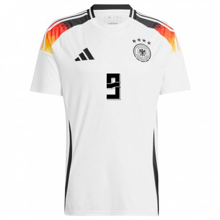 Kandiny Damen Deutschland Svenja Huth #9 Weiß Heimtrikot Trikot 24-26 T-Shirt