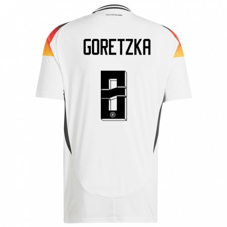 Kandiny Damen Deutschland Leon Goretzka #8 Weiß Heimtrikot Trikot 24-26 T-Shirt