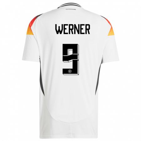 Kandiny Damen Deutschland Timo Werner #9 Weiß Heimtrikot Trikot 24-26 T-Shirt