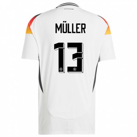 Kandiny Damen Deutschland Thomas Muller #13 Weiß Heimtrikot Trikot 24-26 T-Shirt