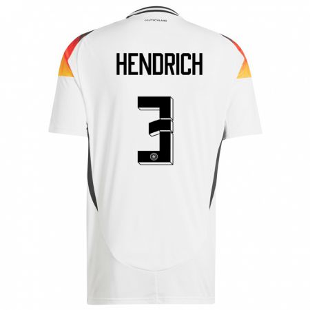 Kandiny Damen Deutschland Kathrin Hendrich #3 Weiß Heimtrikot Trikot 24-26 T-Shirt