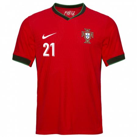Kandiny Damen Portugal Ricardo Horta #21 Rot Heimtrikot Trikot 24-26 T-Shirt