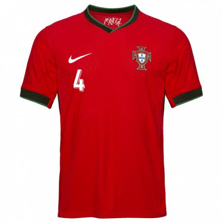 Kandiny Damen Portugal Ricardo Ribeiro #4 Rot Heimtrikot Trikot 24-26 T-Shirt