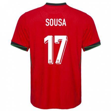 Kandiny Damen Portugal Vasco Sousa #17 Rot Heimtrikot Trikot 24-26 T-Shirt