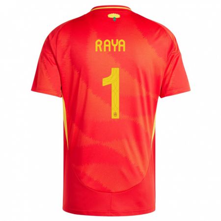Kandiny Damen Spanien David Raya #1 Rot Heimtrikot Trikot 24-26 T-Shirt