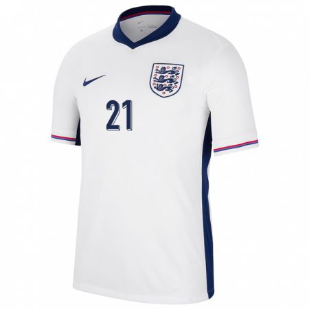 Kandiny Damen England Niamh Charles #21 Weiß Heimtrikot Trikot 24-26 T-Shirt