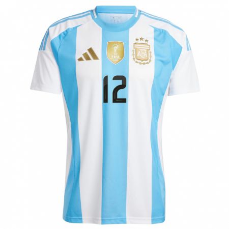 Kandiny Damen Argentinien Lautaro Morales #12 Weiß Blau Heimtrikot Trikot 24-26 T-Shirt