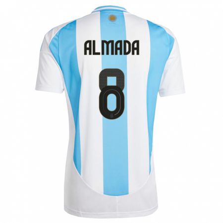 Kandiny Damen Argentinien Thiago Almada #8 Weiß Blau Heimtrikot Trikot 24-26 T-Shirt