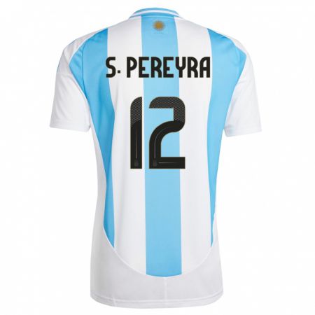 Kandiny Damen Argentinien Solana Pereyra #12 Weiß Blau Heimtrikot Trikot 24-26 T-Shirt