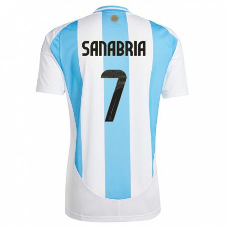 Kandiny Damen Argentinien Mateo Sanabria #7 Weiß Blau Heimtrikot Trikot 24-26 T-Shirt