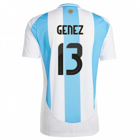 Kandiny Damen Argentinien Nahuel Genez #13 Weiß Blau Heimtrikot Trikot 24-26 T-Shirt