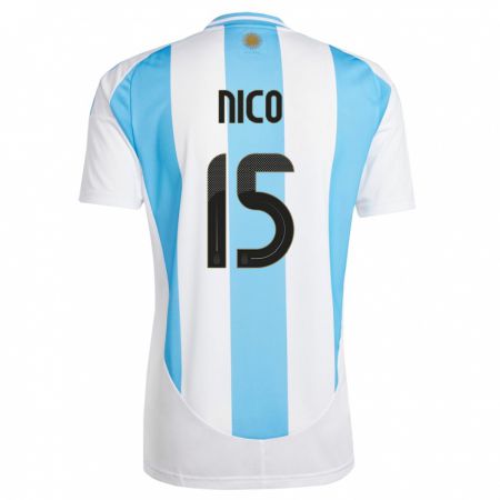 Kandiny Damen Argentinien Nico  #15 Weiß Blau Heimtrikot Trikot 24-26 T-Shirt