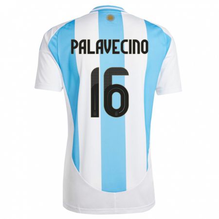 Kandiny Damen Argentinien Nicolas Palavecino #16 Weiß Blau Heimtrikot Trikot 24-26 T-Shirt