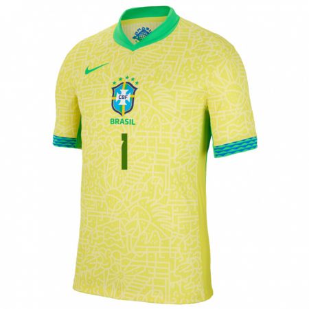 Kandiny Damen Brasilien Luciana #1 Gelb Heimtrikot Trikot 24-26 T-Shirt