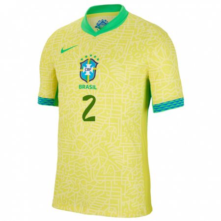 Kandiny Damen Brasilien Vinicius Tobias #2 Gelb Heimtrikot Trikot 24-26 T-Shirt