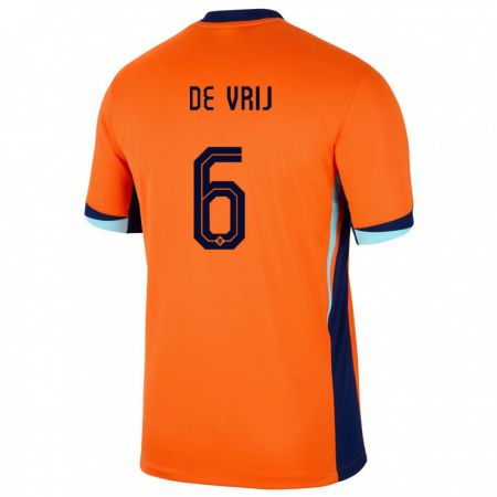 Kandiny Damen Niederlande Stefan De Vrij #6 Orange Heimtrikot Trikot 24-26 T-Shirt