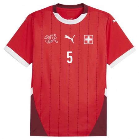 Kandiny Damen Schweiz Noelle Maritz #5 Rot Heimtrikot Trikot 24-26 T-Shirt