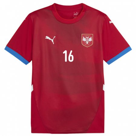 Kandiny Damen Serbien Sara Pavlovic #16 Rot Heimtrikot Trikot 24-26 T-Shirt