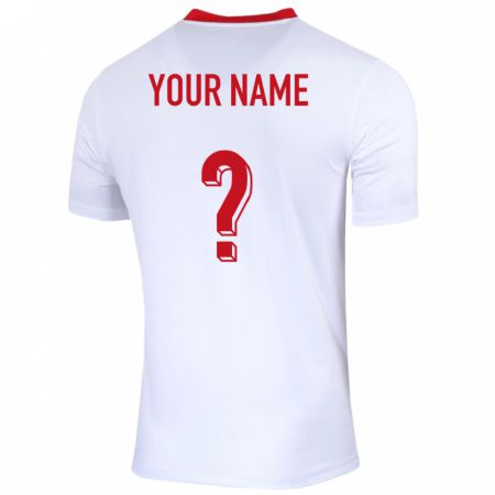 Kandiny Damen Polen Ihren Namen #0 Weiß Heimtrikot Trikot 24-26 T-Shirt